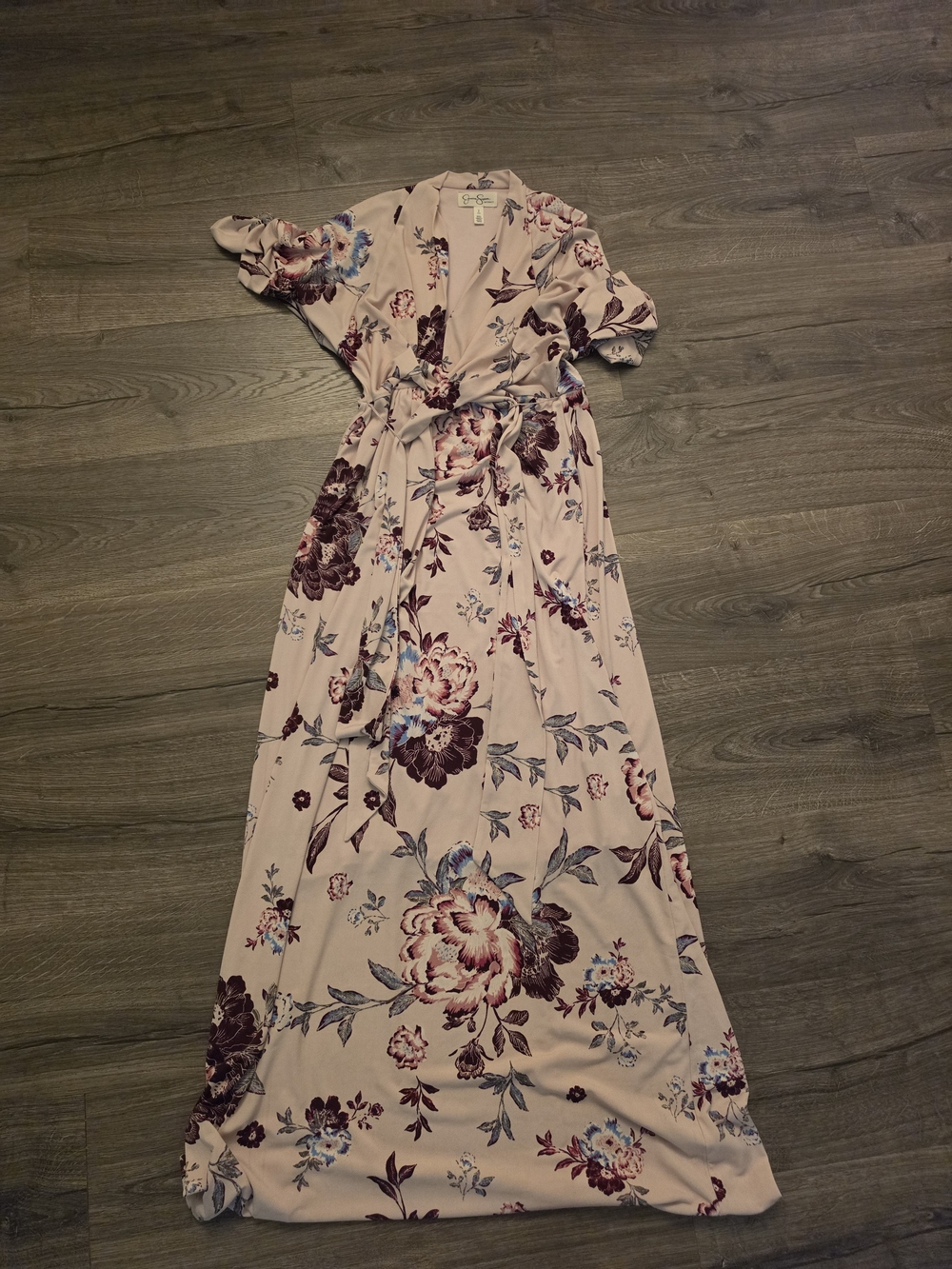 Jessica Simpson Blush Floral Wrap Maxi Dress